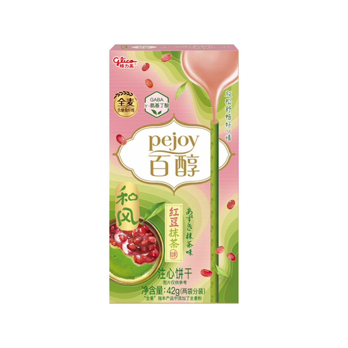 格力高百醇红豆抹茶味注心饼干42g Glico Pejoy Breeze Series Pīni Whero Match Flavor Cream Pikitipi kapi