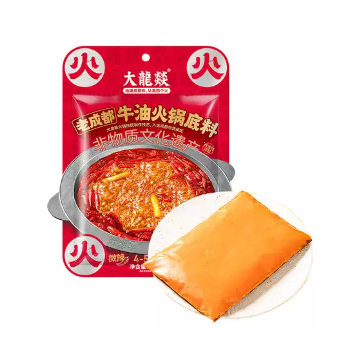 大龙燚老成都牛油火锅底料500g(非遗板料)Dalongyi Old Chengdu Beef Tallow Hot Pot Sauce