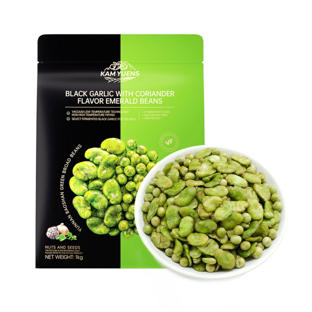 甘源黑金蒜香菜味翡翠豆1kg Black Garlic with Coriander Flavor Emerald Beans