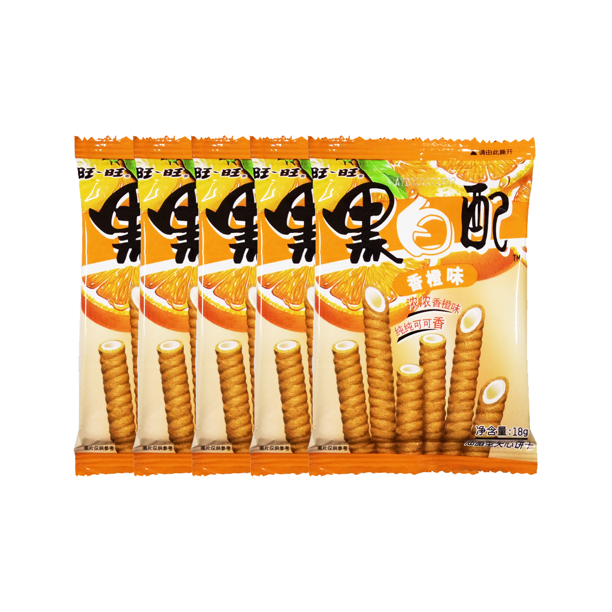 旺旺黑白配-香橙五连包 16g*5 Kuki Wangwang(Rau karaka)