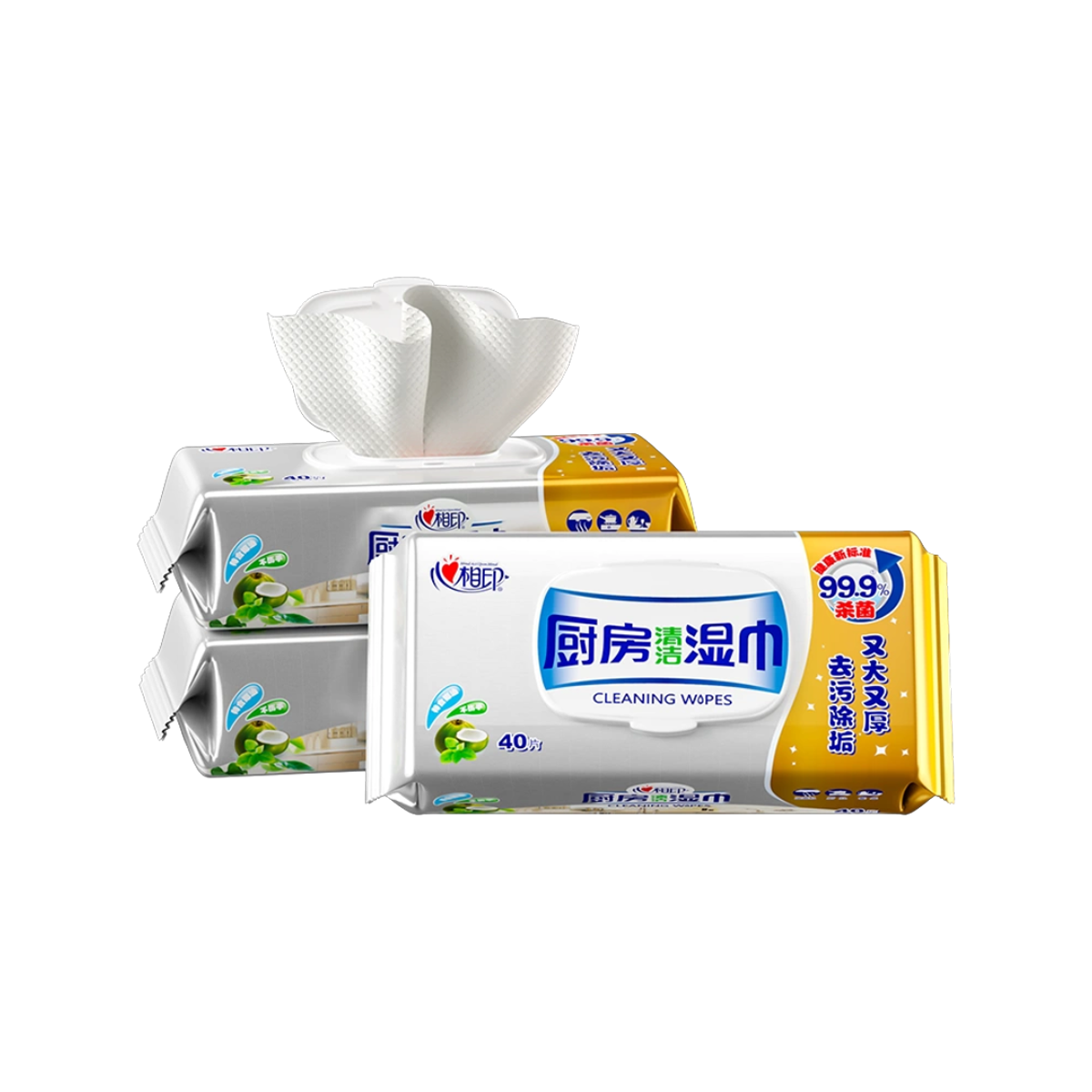 心相印厨房湿巾 Hearttex Kitchen Wipe Hinu Tango me te Antibacterial 40pcs