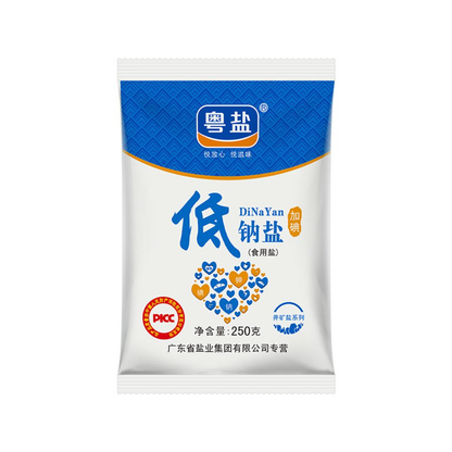 粤盐加碘低钠盐250g Yueyan Iodized iti konutai tote (te tote kai)