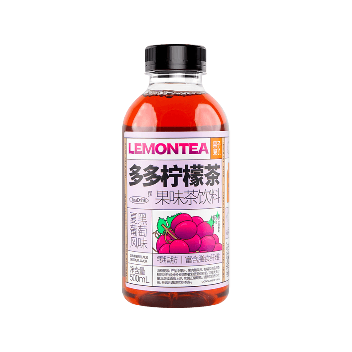 果子熟了多多柠檬茶夏黑葡萄风味 500ml*15 Rēmana Tii (Rama Karepe Pango Raumati)