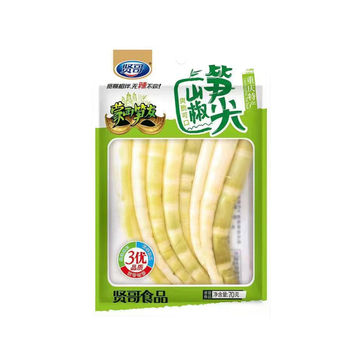 贤哥野山椒笋尖70g Xiange mountain pepper bamboo shoots (pickled vegetable)