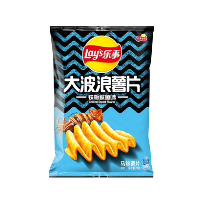 乐事大波浪薯片铁板鱿鱼味70g Lay's Wave Ngaru Nui Plate Rino Wheke Kara Tiwhikete Riwai