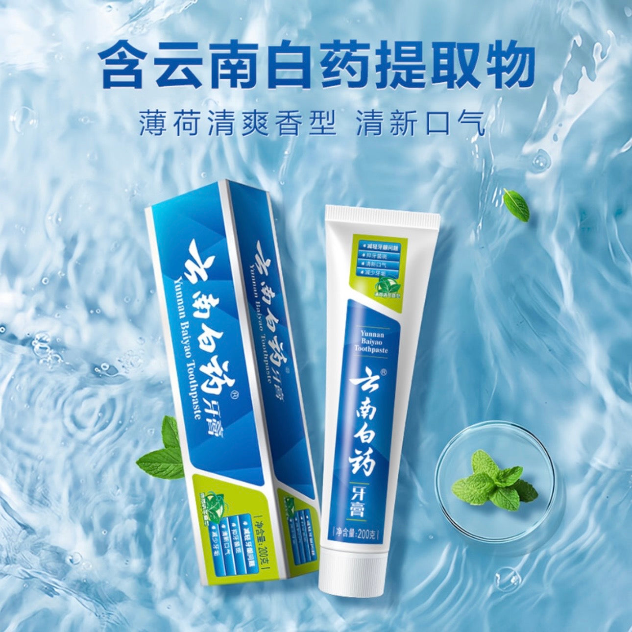 云南白药牙膏薄荷经典200g Yunnan Baiyao Toothpaste