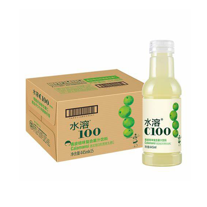 *445ml水溶C100青皮桔味复合果汁饮料1*15 Water Soluble C100 Fruit Juice (Calamansi Flavored Composite Fruit Drink)
