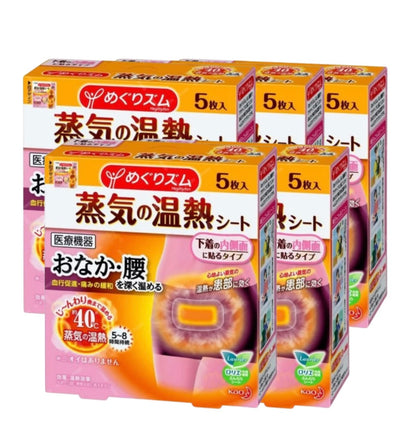 花王蒸汽温热贴（腹部及下背部疼痛适用）5片装 KAO MEGRHYTHM STEAM THERMO PATCH FOR ABDOMEN & LOWER BACK PAIN 5PCS